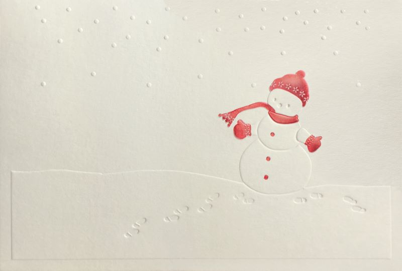 Holiday Greeting Card - Red Snowman  